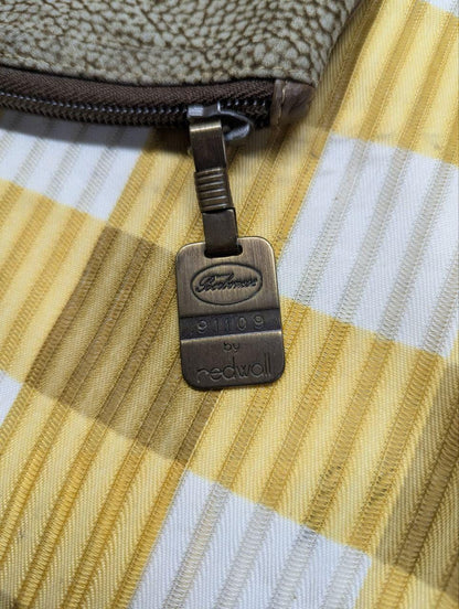 Vintage Redwall Suede Zip Pouch Made In Italy Brown Textured Cosmetic Bag Minimalist Designer Style Pre Owned