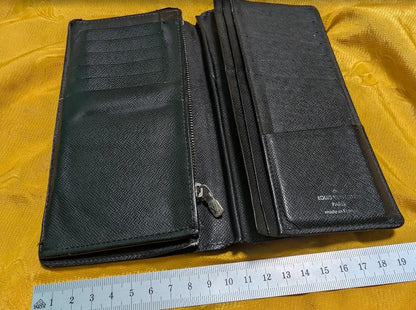 Louis Vuitton Vintage Pre-Owned Long Wallet Black Leather Paris France Rare Classic Luxury Organizer