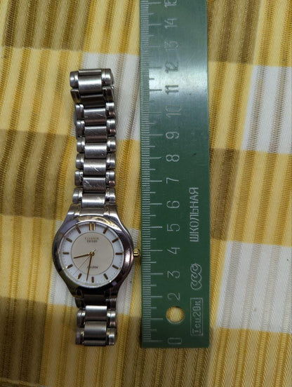 Vintage Pre-Owned Citizen Exceed Eco-Drive A735-H10457 Duratect Titanium Watch Pearl Dial Working Japan