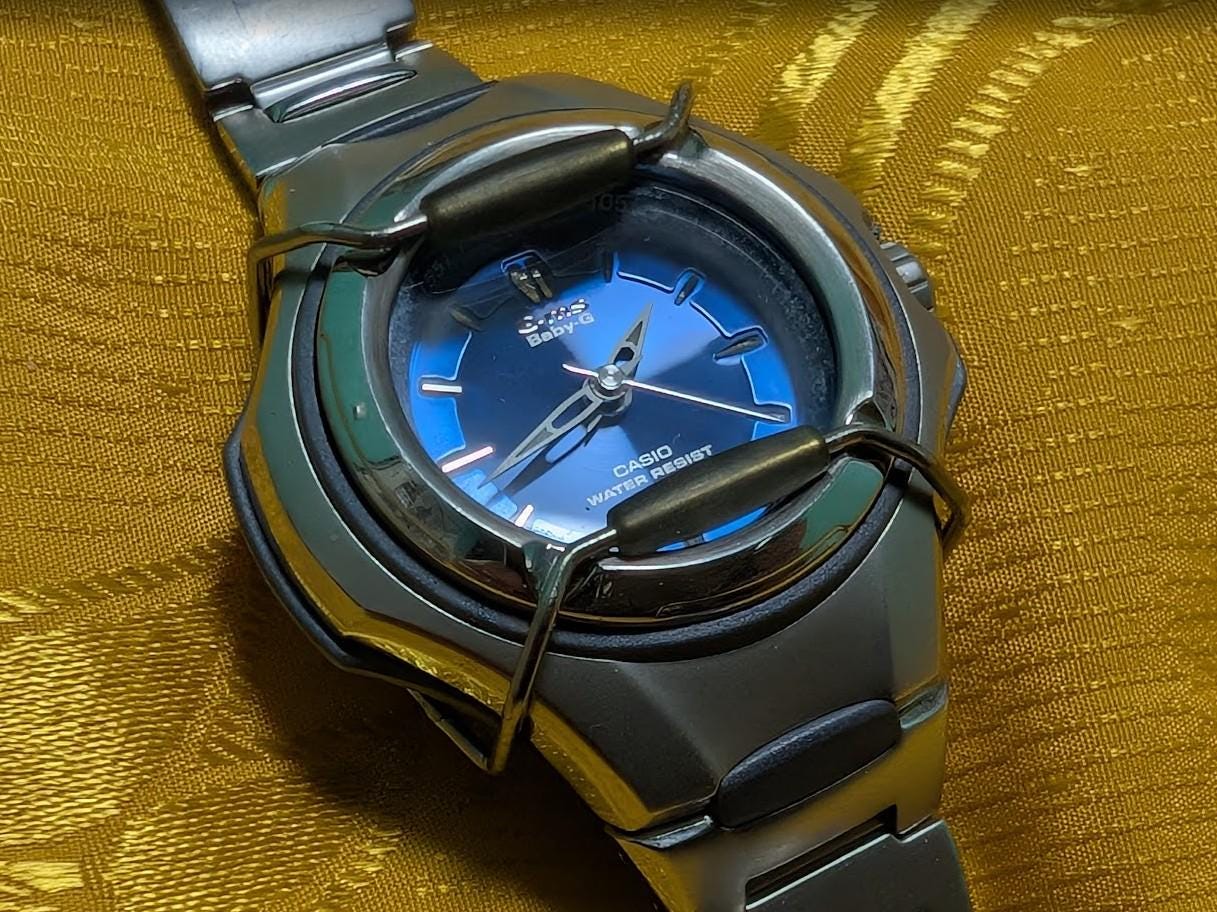 Casio Baby-G G-MS MSG-600 Premium Women Watch Steel Blue Dial 100M WR Luxury Sport Vintage Pre-Owned .New battery
