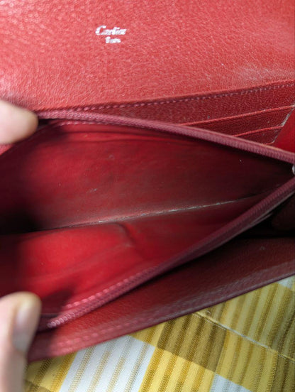 Authentic Cartier Love Red Leather Bi-Fold Wallet – Vintage Pre-Owned Designer Accessory