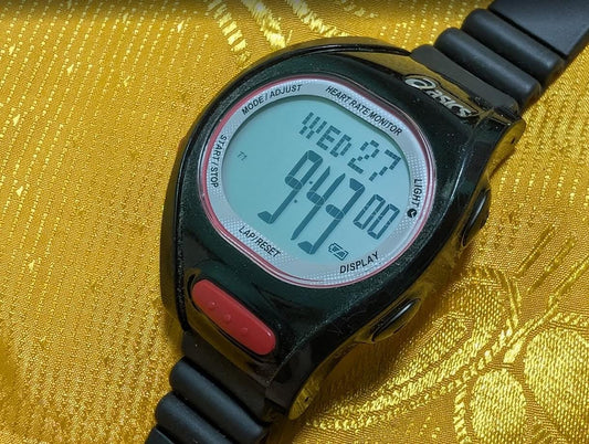 Vintage Pre-Owned ASICS WJ30-4000 Heart Rate Monitor Running Watch 40mm New Battery Working Rare Y2K Sport
