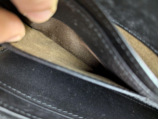 Corbo Men's Leather Wallet Zipper Long Organizer Black Vintage Pre-Owned 1LD-0223