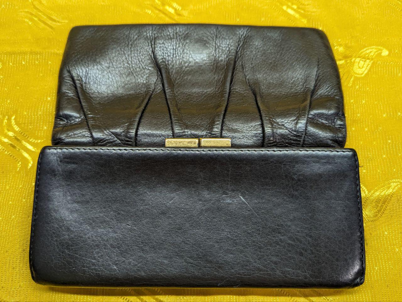 Pre-Owned BARDOT ROSE Long Wallet Black Leather Mens Authentic with box