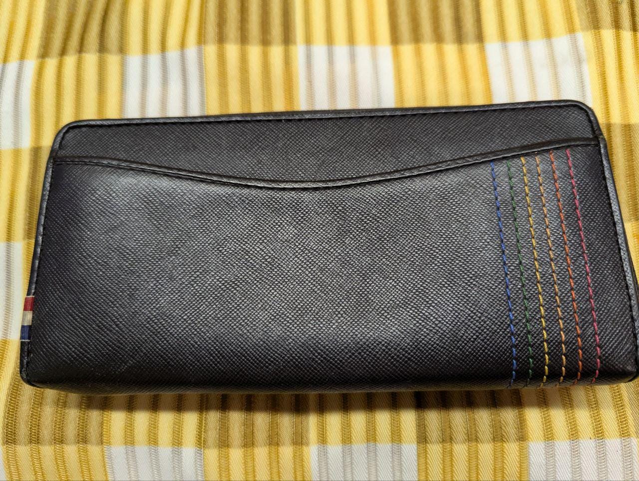 Pre-Owned Castelbajac Leather Round Zipper Long Wallet , Black