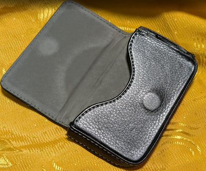 Vintage Pre-Owned Black Leather Wallet Rhinestone Smile Face Repair Project As Is Damaged Condition Craft Restore Parts Small Wallet