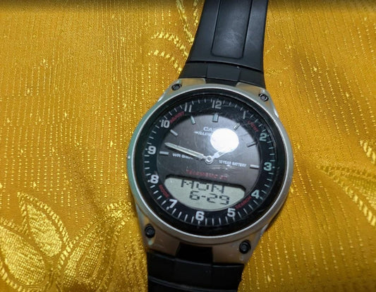 Vintage Pre-Owned Casio AW-80 Ana-Digi Watch 40mm Working Original Strap World Time Alarm Dual Time Quartz Wristwatch