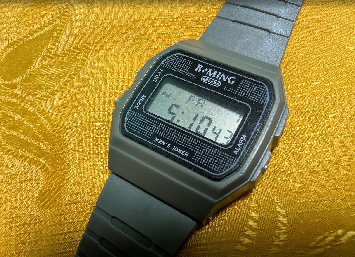Vintage Pre-Owned B-MING BEAMS Digital Watch – Rare Retro Minimalist Japan Design – 34mm Unisex. New Battery.