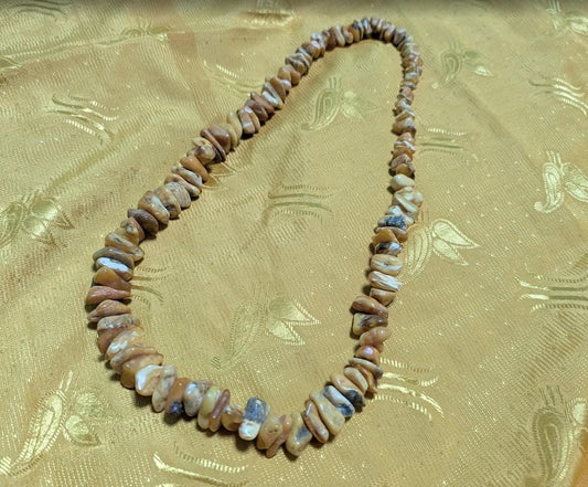 Vintage Pre-Owned Amber Color Chip Bead Necklace 78g Butterscotch Style Estate Jewelry Statement Necklace Organic Stone Beads Collector Gift