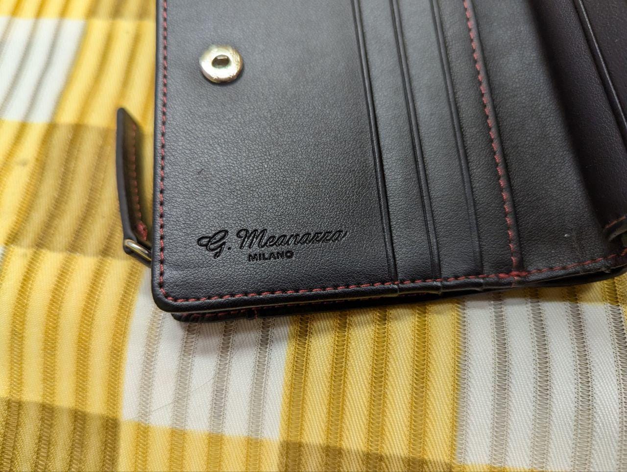 Pre-Owned G.Meanazza Milano trifold black wallet Made in Japan