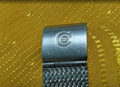 Cyma Tank Style Watch Swiss Quartz Vintage Pre-Owned Rectangular Minimalist Mesh Bracelet Unisex. New Battery.