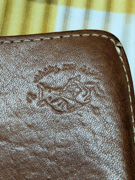 Pre-Owned QUATRO GATS Tri-fold Wallet Japan Leather Brown Solid Color Men's
