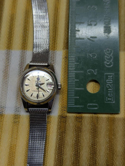 Vintage Pre-Owned Rado Green Horse 25 Jewels Automatic Watch Swiss Made Silver Tone Mesh Band Date Window Working Watch