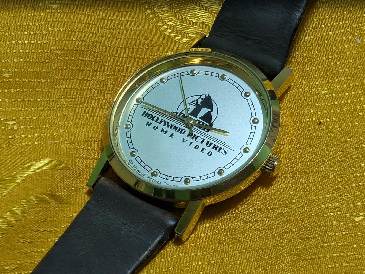 Rare Vintage Pre-Owned Hollywood Pictures Home Video Watch Rare Collectible Quartz 35mm Case Leather Strap Movie Promo Design Classic .New Battery