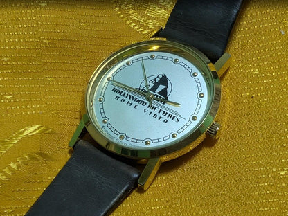 Rare Vintage Pre-Owned Hollywood Pictures Home Video Watch Rare Collectible Quartz 35mm Case Leather Strap Movie Promo Design Classic .New Battery