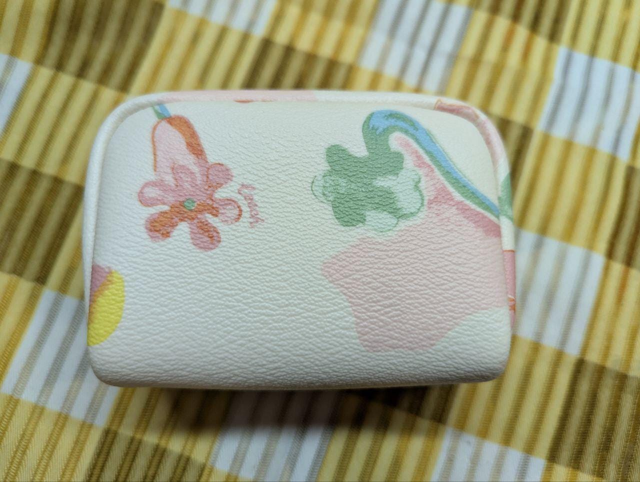 Pre-Owned Coach Mini Boxy Cosmetic Case Dreamy Land Floral Print Leather Makeup Bag Small Zip Pouch Authentic Coach