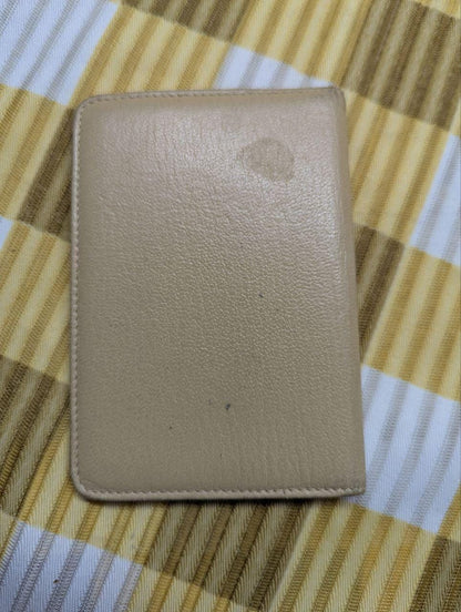 Vintage Chanel Beige Leather Card Holder Wallet Small Classic Designer Accessory With CC Logo Made In France Authentic Pre Owned