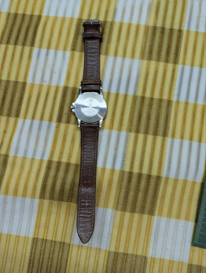 Vintage Pre-Owned Citizen Eco-Drive G430-T01093B Watch Japan Movement Roman Dial Brown Leather Strap