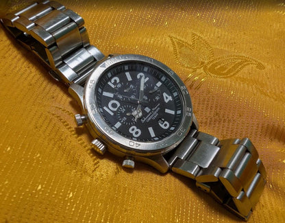 Rare Vintage Pre-Owned Salvatore Marra Chronograph Watch Stainless Steel 45mm Large Case Sport Mens Quartz Wristwatch Date Display Case 45mm