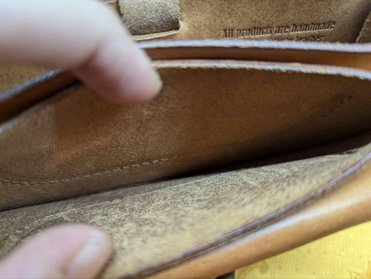 Pre-Owned Ivory Full Grain Leather Long Wallet Men's Handmade Japan
