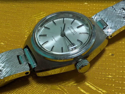 Rare 1970s Vintage Pre-Owned Seiko 2205-0100 Ladies Automatic Watch, 23mm Silver Dial, 17 Jewels, Stainless Steel, Working Video,  Japan