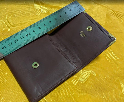 Vintage Pre-Owned Cartier Paris Burgundy Leather Bifold Wallet Luxury French Designer Coin Pocket Authentic Rare Piece