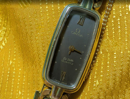 Rare Omega De Ville Quartz 1352 Ladies Watch Gold Tone Bracelet Swiss Vintage Pre-Owned Watch With Warranty Booklet
