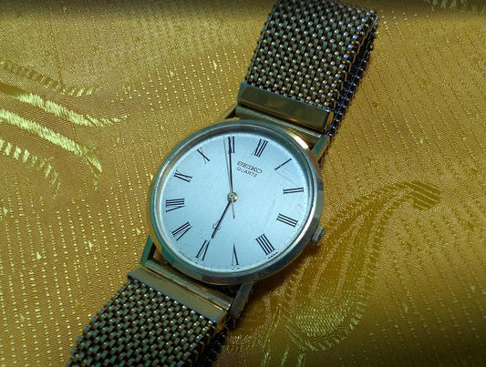 Vintage Pre-Owned SEIKO Chariot 2621-0140 Gold Quartz Watch 32mm Stretch Bracelet New Battery Elegant Dress Watch Working Video