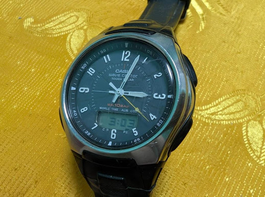 Casio Wave Ceptor WVA-430J Tough Solar World Time 42mm Vintage Pre-Owned JDM Watch Illuminator