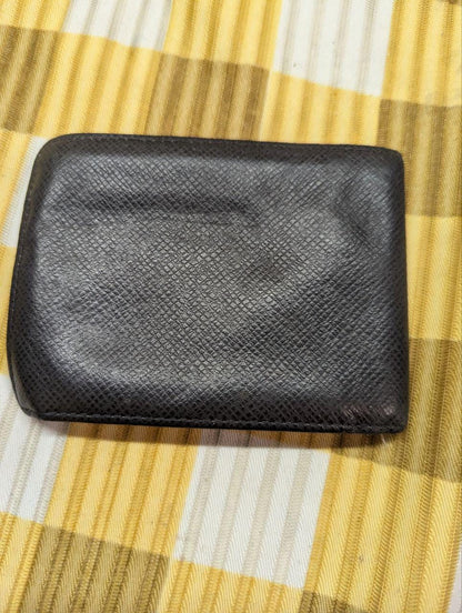 Louis Vuitton Leather Bifold Wallet Black Compact Mens Wallet Designer Wallet Pre Owned Authentic Made in France