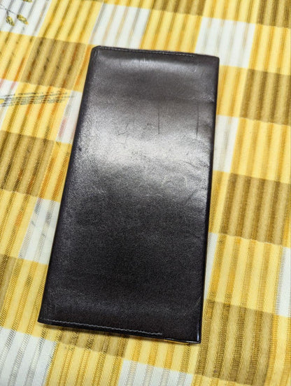 Vintage Pre-Owned Burberrys Long Leather Wallet Black Checkbook Wallet Slim Designer Wallet Authentic