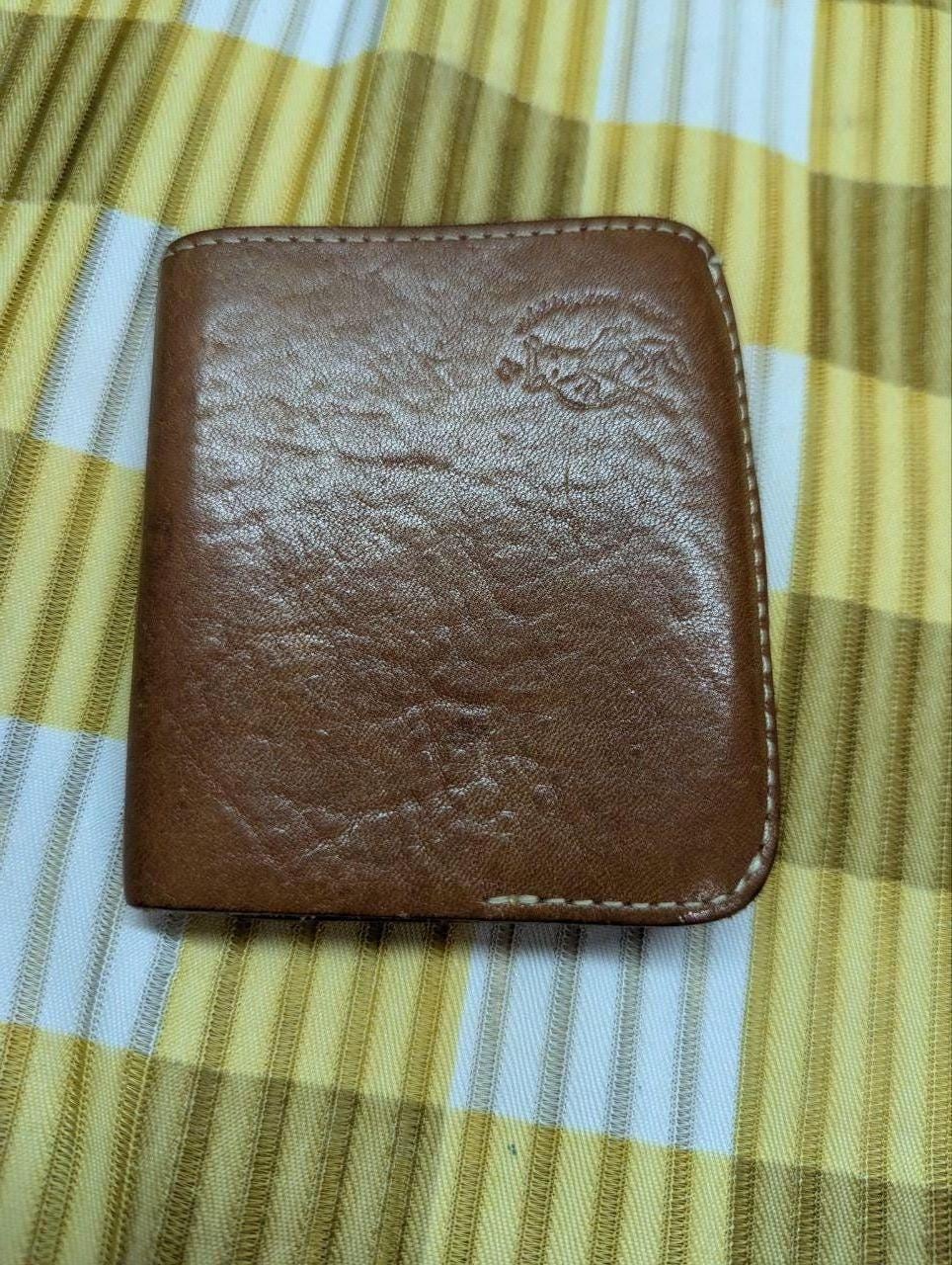 Pre-Owned QUATRO GATS Tri-fold Wallet Japan Leather Brown Solid Color Men's