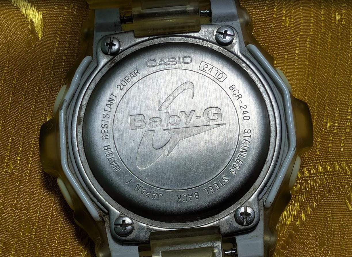 Rare. Vintage Pre-Owned Casio Baby G BGR240 Clear Jelly 2000s Y2K Digital Shock Resist 20Bar Water Resistant Retro Women's Sports Watch.New battery