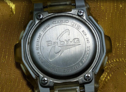 Rare. Vintage Pre-Owned Casio Baby G BGR240 Clear Jelly 2000s Y2K Digital Shock Resist 20Bar Water Resistant Retro Women's Sports Watch.New battery