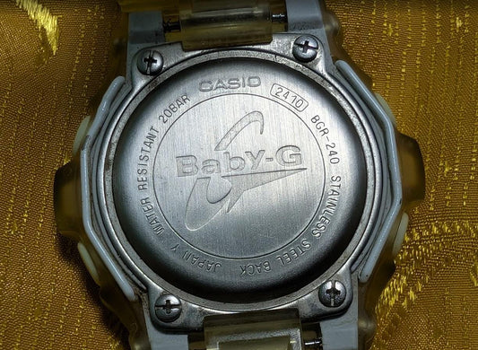 Rare. Vintage Pre-Owned Casio Baby G BGR240 Clear Jelly 2000s Y2K Digital Shock Resist 20Bar Water Resistant Retro Women's Sports Watch.New battery