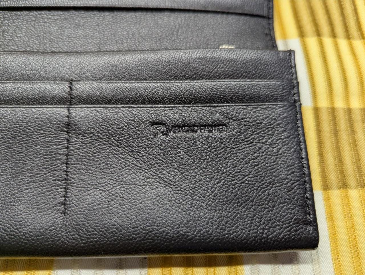 Vintage Pre-Owned Arnold Palmer Long Leather Wallet Black Bifold Card Holder Coin Wallet Slim Organizer Genuine Leather