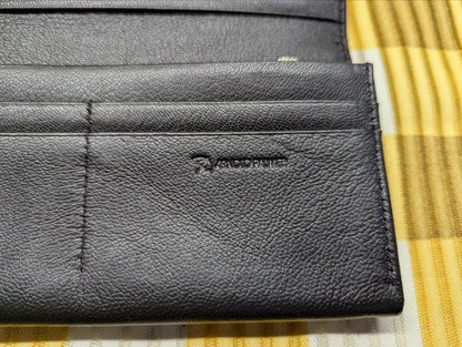 Vintage Pre-Owned Arnold Palmer Long Leather Wallet Black Bifold Card Holder Coin Wallet Slim Organizer Genuine Leather