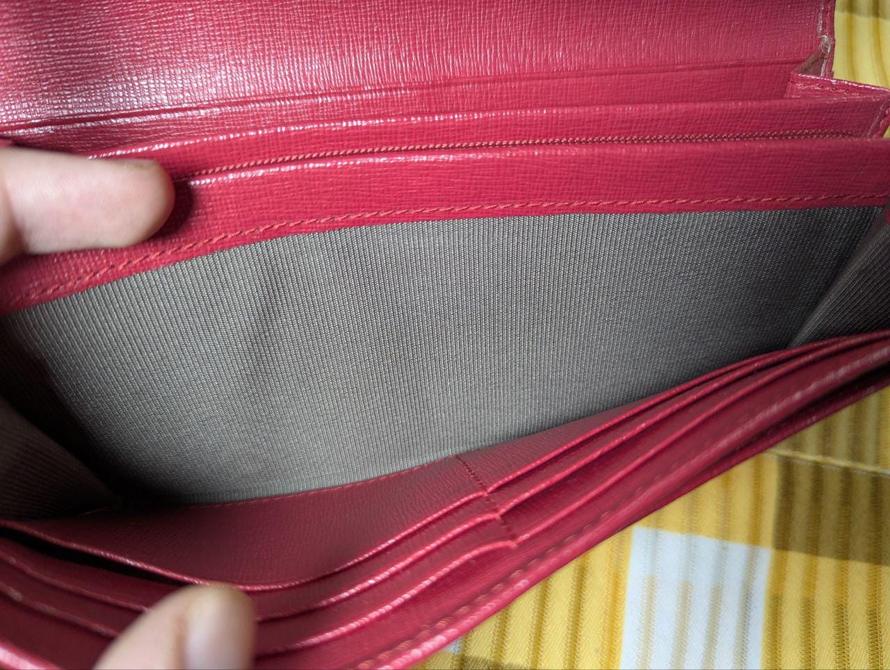Furla Red Textured Leather Long Wallet – Pre-Owned Designer Accessory