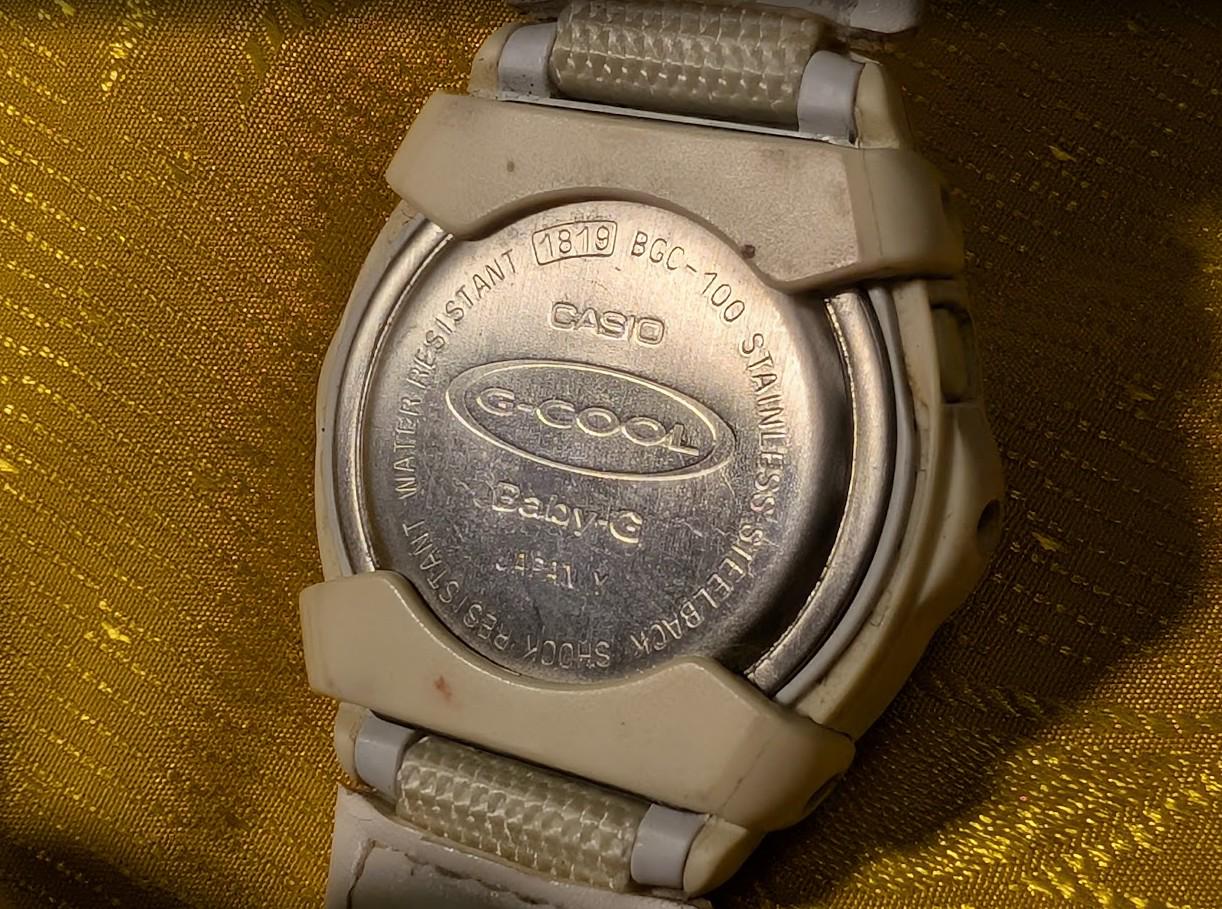 RARE Vintage Pre-Owned Casio Baby-G BGC-100 G-Cool Digital Watch White Gold Tone Shock Resistant Women’s Sport Watch Vintage Y2K.New Battery Case 38mm