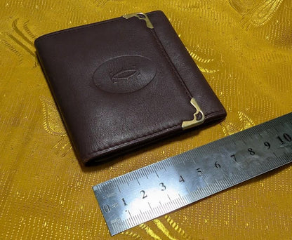 Vintage Pre-Owned Cartier Paris Burgundy Leather Bifold Wallet Luxury French Designer Coin Pocket Authentic Rare Piece