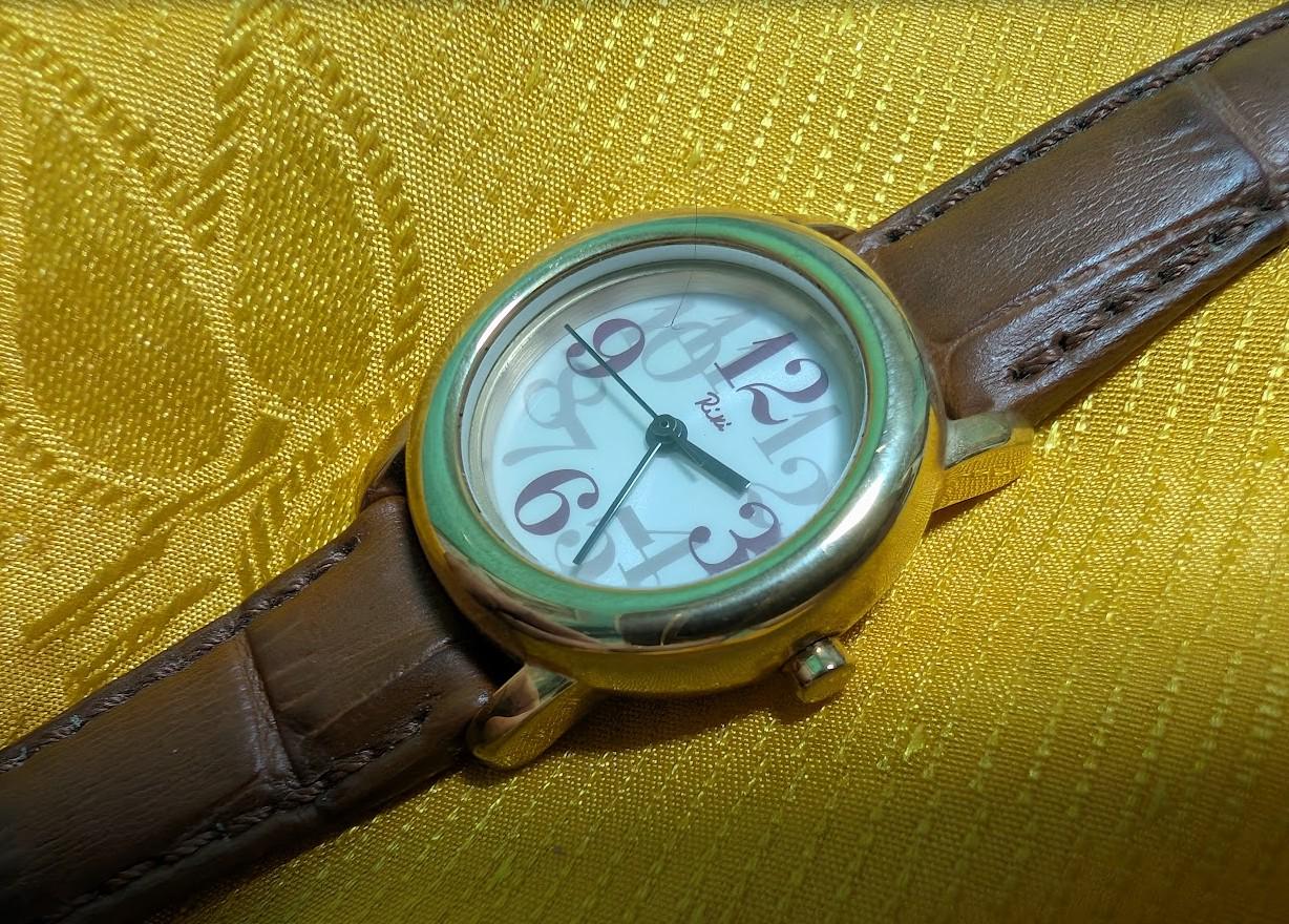 Riki Alba 1N01 KD90 Ladies Watch 24mm Japanese Quartz Watch Maruman Leather Strap Designer Vintage Pre-Owned Watch