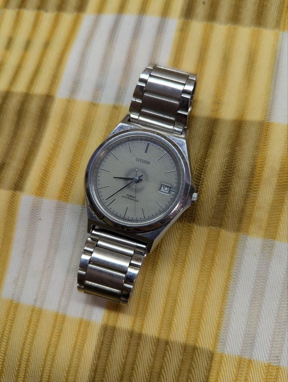 Vintage Pre-Owned Citizen Forma Eco-Drive 7820-H02888 Watch Silver Tone Bracelet Japan Movement Date