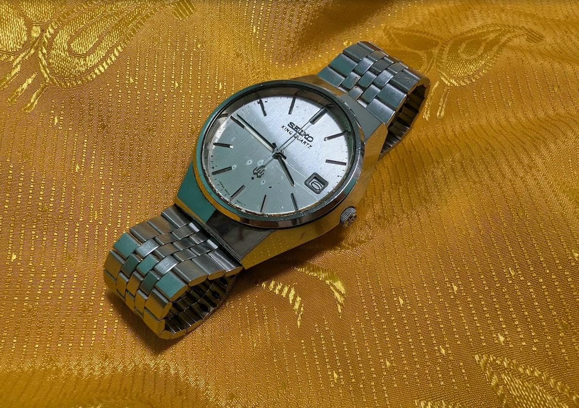 Vintage Pre-Owned Seiko King Quartz 4822-8010 Japan Watch 36mm Stainless Steel Case Date Original Bracelet Parts Restoration