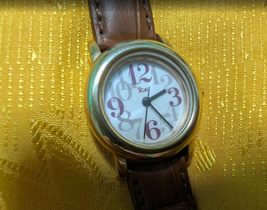 Riki Alba 1N01 KD90 Ladies Watch 24mm Japanese Quartz Watch Maruman Leather Strap Designer Vintage Pre-Owned Watch