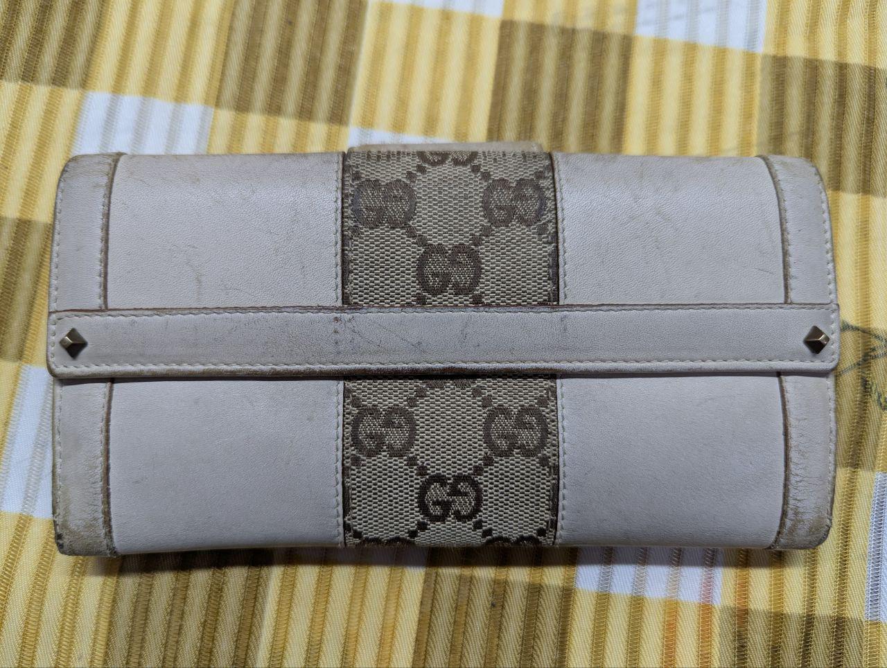 Vintage Pre-Owned Gucci GG Canvas Leather Wallet Beige Brown Monogram Wallet Designer Wallet Womens Wallet Authentic Italy