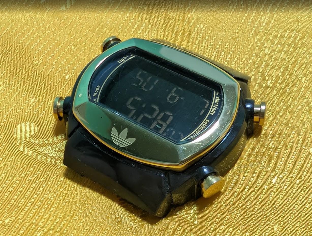 Pre-Owned Adidas Originals ADH1572 Digital Watch 43mm Black Case Retro Streetwear LCD Watch Rare Y2K Sports Watch Working
