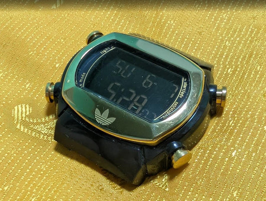 Pre-Owned Adidas Originals ADH1572 Digital Watch 43mm Black Case Retro Streetwear LCD Watch Rare Y2K Sports Watch Working
