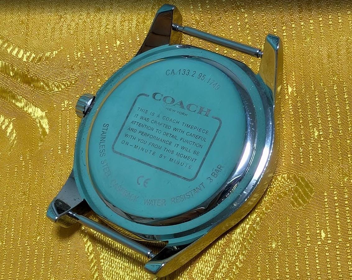 Coach New York Quartz 45mm Blue Dial Stainless Steel Watch New Battery NATO Strap Excellent Vintage Pre-Owned Condition Working Video
