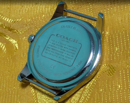 Coach New York Quartz 45mm Blue Dial Stainless Steel Watch New Battery NATO Strap Excellent Vintage Pre-Owned Condition Working Video