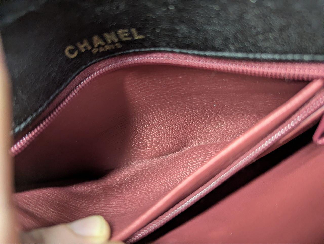 Chanel Paris Quilted Leather Long Wallet Black Envelope Style Snap Closure Vintage Pre-Owned Designer Wallet With Zipper Coin Pocket